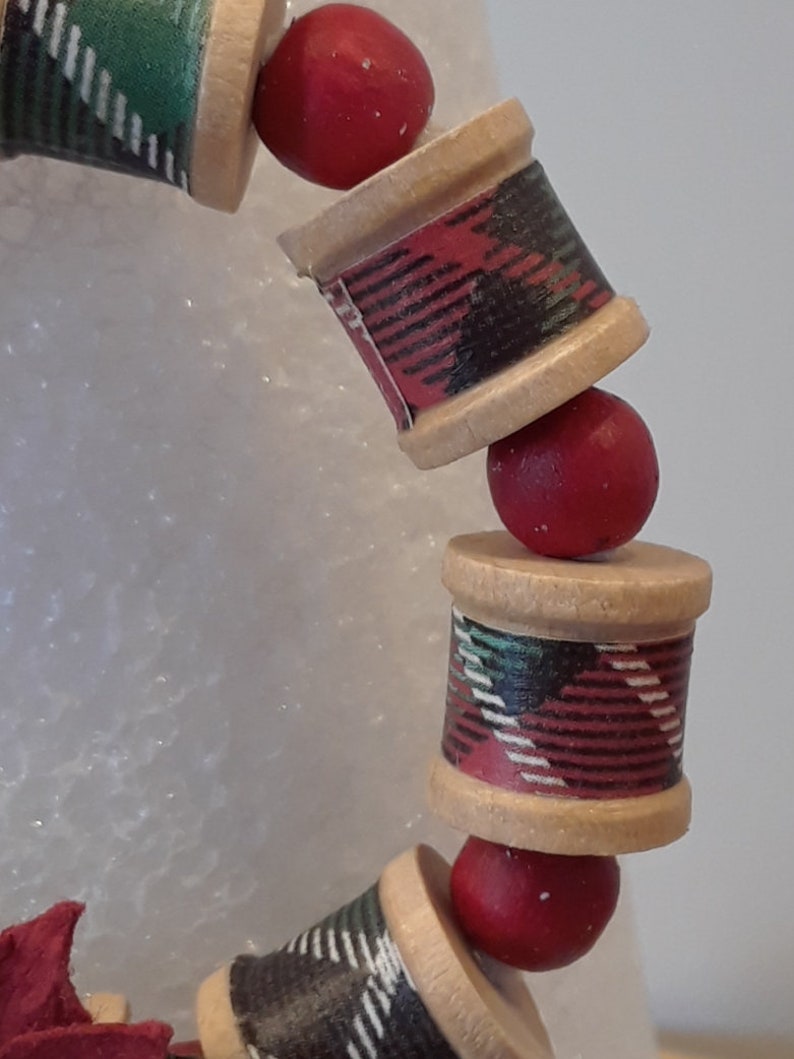 Wooden Spool Christmas Wreath Ornament/_Ready to Ship