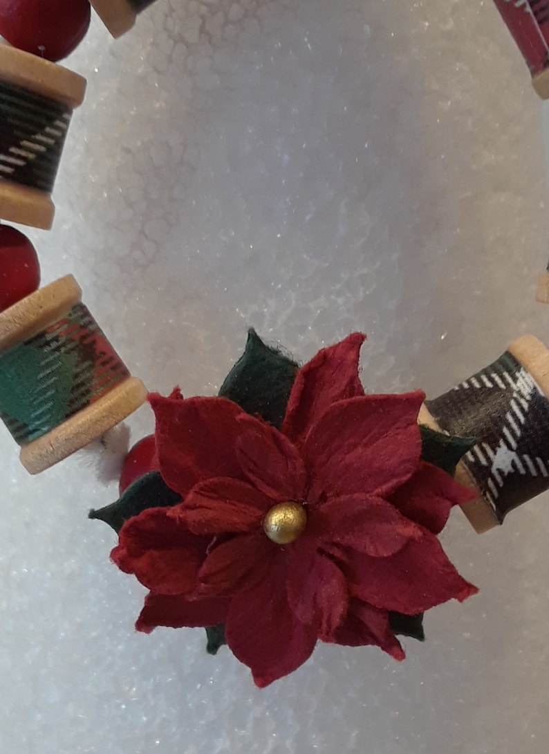 Wooden Spool Christmas Wreath Ornament/_Ready to Ship