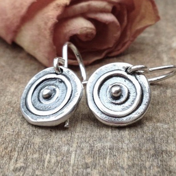 Everyday Sterling Jewelry-Modern Silver Earrings-Handmade Circle Disc-Casual Jewelry Gifts