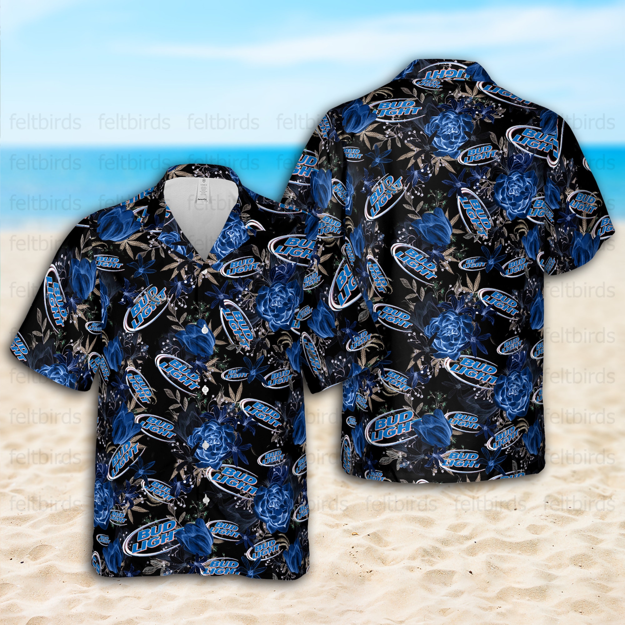 Bud Light Unisex Hawaiian Shirt, Bud Light Beer Button Up Shirt