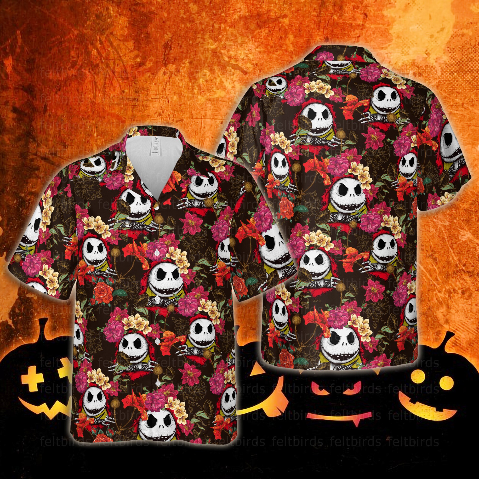 Jack Skellington Tropical Casual Disney Halloween Party Hawaiian Shirt Jack Skellington Tropical Casual Disney Halloween Party Hawaiian Shirt