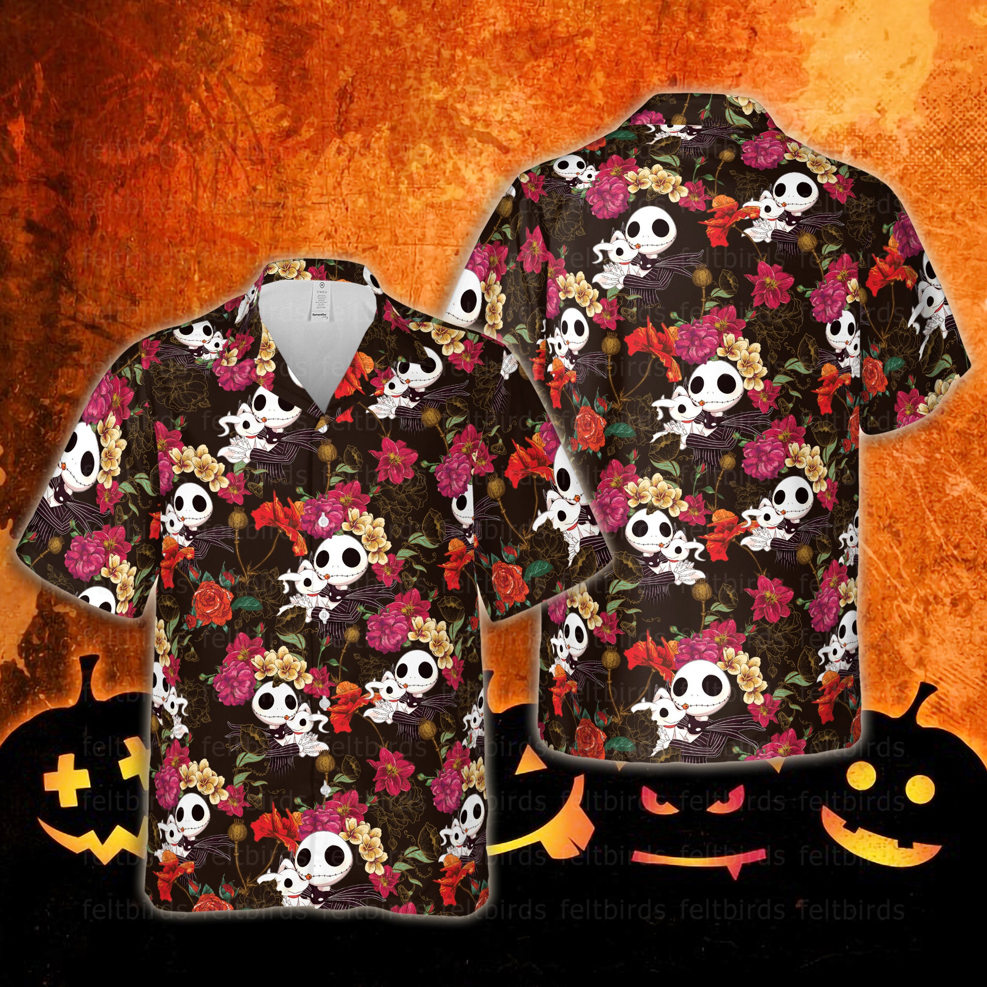 Jack Skellington Tropical Halloween Nightmare Before Christmas Hawaiian Shirt Jack Skellington Tropical Halloween Nightmare Before Christmas Hawaiian Shirt