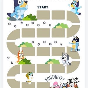 Cuadro de recompensas de Bluey - Cuadro de recompensas para niños - Cuadro de entrenamiento para ir al baño - Cuadro de tareas - Cuadro de calcomanías de la familia Bluey - Cuadro para dormir - Regalo para niños