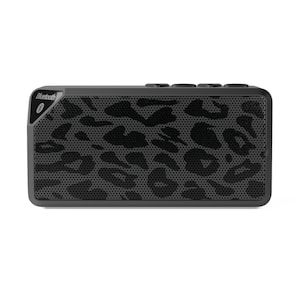 Grauer Animal Print Bluetooth Lautsprecher | Leopard Tragbarer drahtloser Lautsprecher für Musikliebhaber, Geschenk für Partys, Veranstaltungen im Freien, Strand, Pool