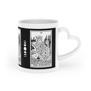 Caneca em forma de coração da imperatriz | Caneca de carta de tarô