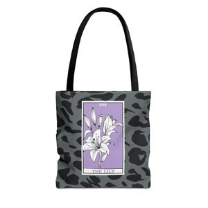 The Lily Card Tote Bag, Lenormand Tote, Reusable Shopping Bag, Grocery Bag, Tarot Reader Gift, Card Lover Tote, Boho Tote, Canvas Tote Bag