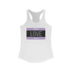 Hello My Name is LOVE Racerback Tank | Women&#39;s Workout Top, Casual Summer Shirt, Cute Activewear, Gifts for Her, Fitness Apparel