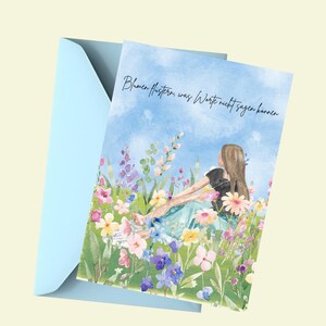 Card for bouquet - Gift flowers - Flower meadow - Digital download - Gift flower girl