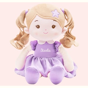 Personalized Name Plush Cloth Doll Custom Rag Doll First Baby Doll Personalized Dolls for Baby Girls