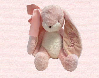 16 inch Personalized Bunny | Embroidered Bunny | Baby Shower Gift | Baby Girl Gift | Plush Stuffed Animal | Pink Bunny