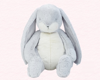 16 inch Personalized Bunny | Embroidered Bunny | Baby Shower Gift | Baby Girl Gift | Plush Stuffed Animal |Gray Bunny