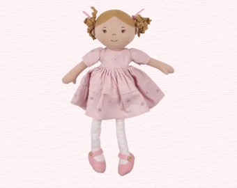 Personalized Cloth Doll in Pink Dress| Baby's First Doll | Doll for Baby Girl | Rag Doll |