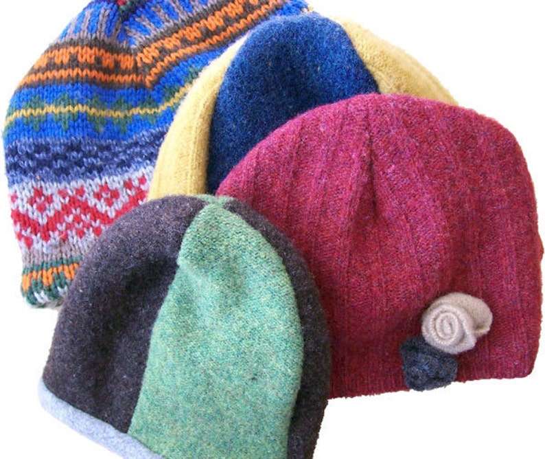 Upcycled Hat PDF Pattern 2 or 4 panel design baby to adult sizes image 5