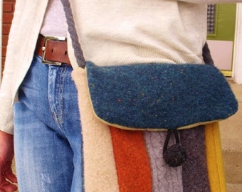 Hip Messenger Bag-Cross Body Strap - Recycled Wool Sweater- PDF Pattern
