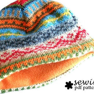 Upcycled Hat PDF Pattern 2 or 4 panel design baby to adult sizes image 3