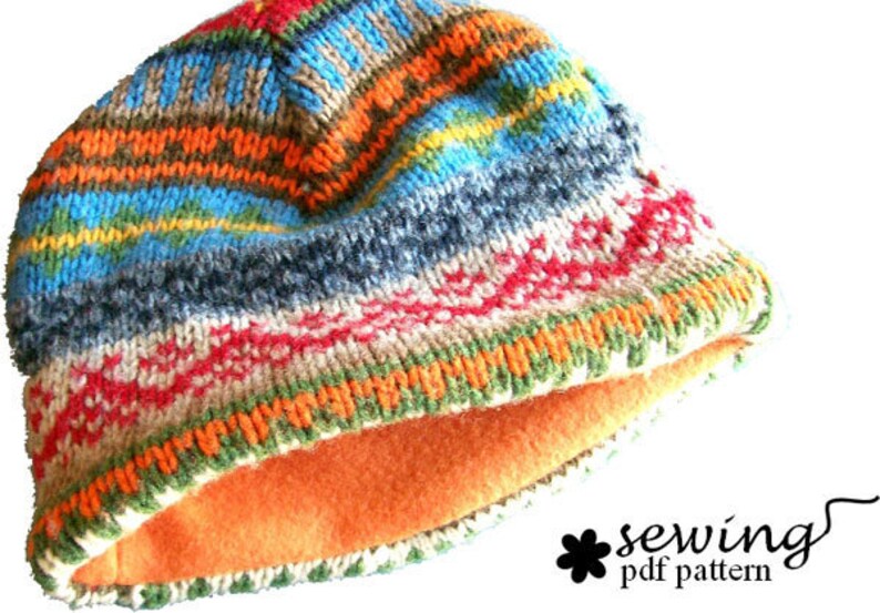 Upcycled Hat PDF Pattern 2 or 4 panel design baby to adult sizes image 3