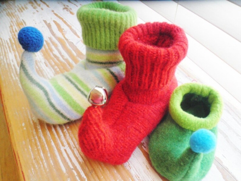 Child Upcycled Elf Slippers PDF Pattern newborn child size