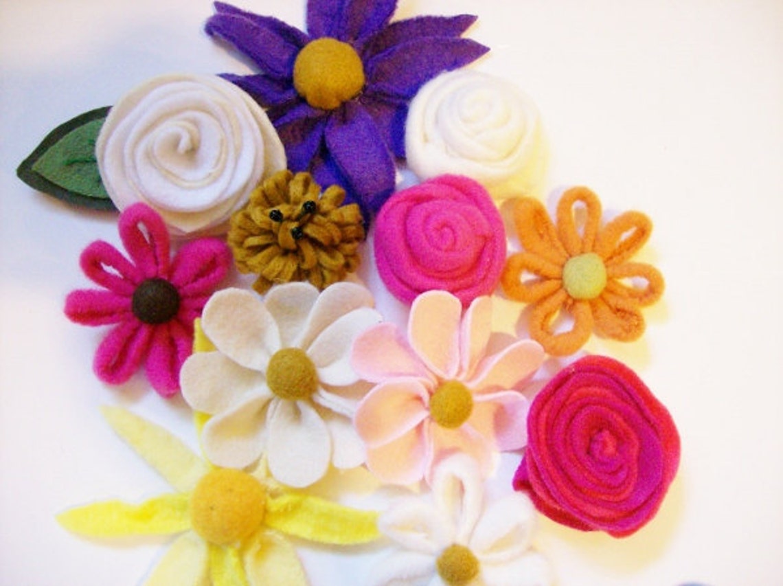 Fleece & Felt Flowers PDF Pattern Tutorial INSTANT Etsy
