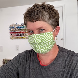Center Pleat FACE MASK PDF Sewing Pattern/Adjustable Ear Loops /Nose Wire/Double or Triple Layer Cotton/Four Sizes Included