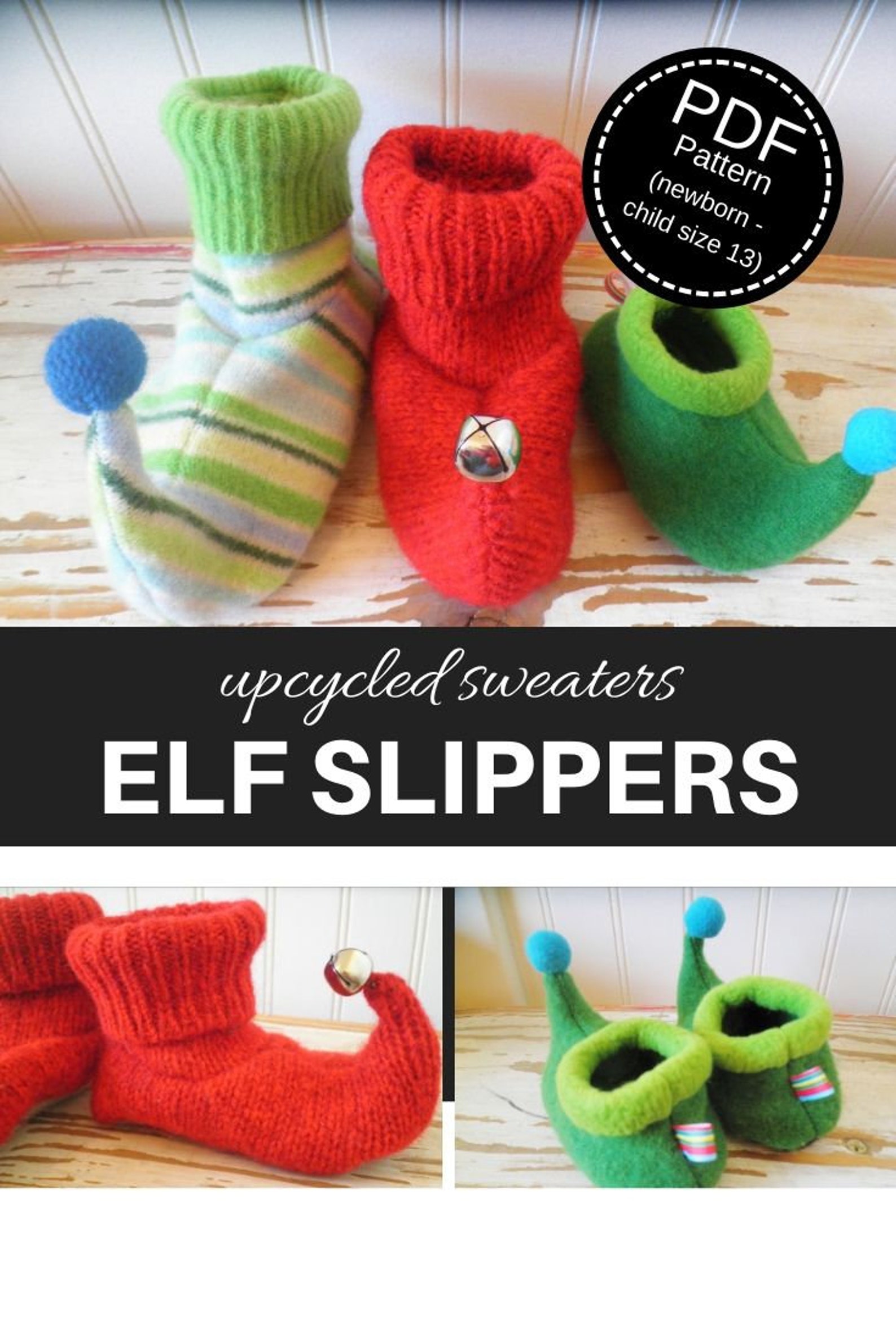 Elf Slippers PDF Pattern newborn Child Size 13 Etsy