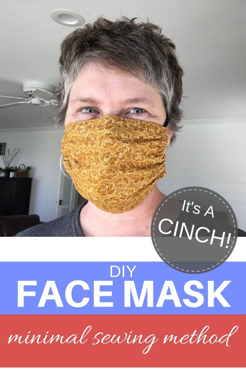 Face Mask PDF Sewing Pattern/ ITS A CINCH/Filter Pocket/Nose Wire/Comfortable Knit Ties/Four Layer Protection image 7