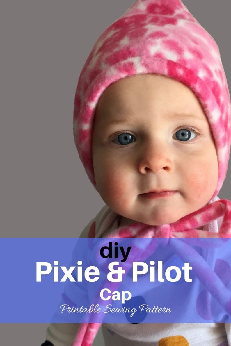 Pixie and Pilot Caps PDF Sewing Pattern Newborn to Child Small image 10