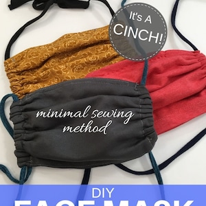 Face Mask PDF Sewing Pattern/ ITS A CINCH/Filter Pocket/Nose Wire/Comfortable Knit Ties/Four Layer Protection image 6