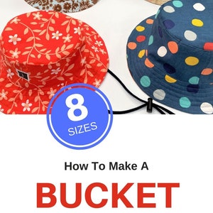 Bucket Hat BUNDLE PDF Sewing Pattern Reversible 8 Sizes baby to Adult ...