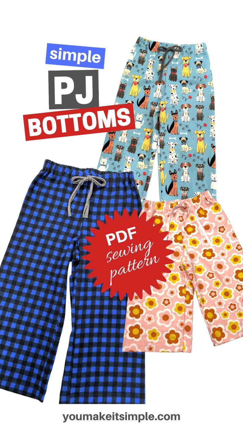 Pajama Pants PDF Sewing Pattern / / Sizes 2T Child 12 Etsy