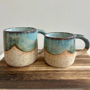 Handmade Blue Ceramic Mug – Wheel-Thrown Pottery Coffee Cup – Speckled Stoneware – Rustic Minimalist Tea Mug