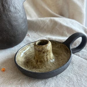 Handmade Ceramic Candle Holder – Rustic Wabi Sabi Pottery Decor