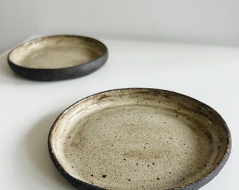 Handmade Small Oval Ceramic Plate, Wabi-Sabi Pottery Dish, Rustic Organic Mini Snack Plate, Earthy Trinket Japanese Style