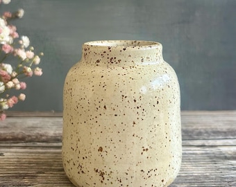 Handmade Speckled Stoneware Bud Vase: Wabi-Sabi Decor