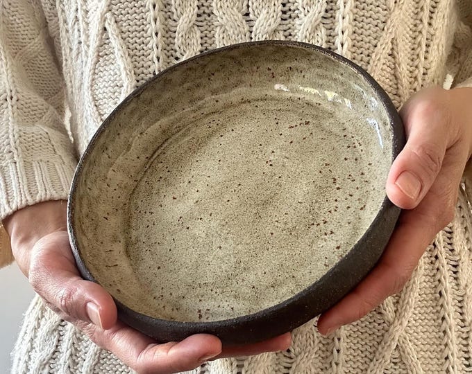 Handmade bowl plate 17 cm Ceramic Plate, Rustic Minimalist Dinnerware, Wabi Sabi Serving Dish, Dessert or Snack bowl plate
