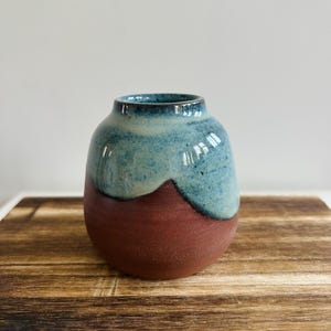 Ceramic Bud Vase – Blue Speckled Flower Vase, Handmade Pottery Vase for Dried or Fresh Flowers, Rustic Home Decor Gift for Her