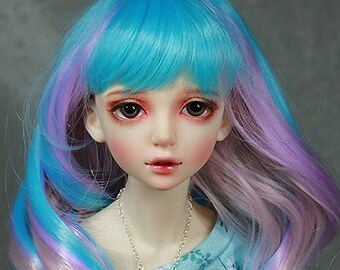 1//4 6-7/" BJD DOLL WIG MSD UNOA FAIRYLAND STRAIGHT LAVENDER GRAY JR-129 USA NEW