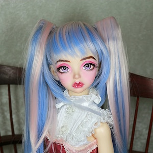 1/3 8-9&quot; BJD doll wig SD Pink Blue Pigtail Pigtail hair dollfie JR-105
