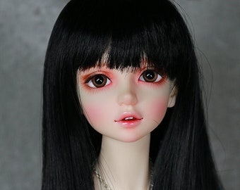 1/4 6-7" BJD doll wig MSD Black Short Bob with Bangs fairyland unoa slim mini JR-136