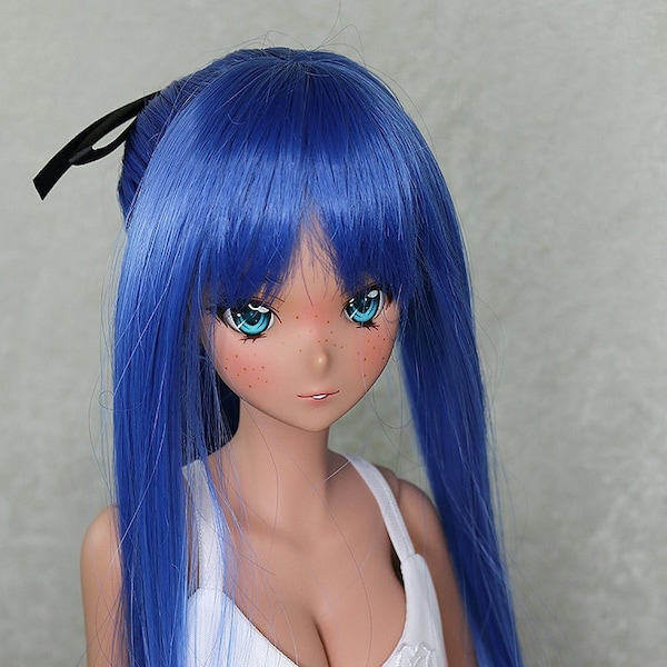 1/3 8" BJD doll wig SD Blue ponytail pony tail with Bangs JR-176