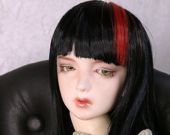 1/4 1/3 7-8" BJD doll wig MSD Sd short black and red straight hair with bangs JR-186