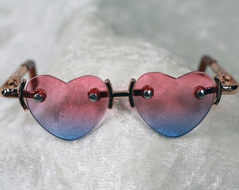 1/3 BJD Eye Sun glasses eyeglasses sunglasses Heart Shapes- Pink/Blue Gradient