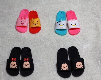 1/6 1/4 BJD doll slipper shoe slip ons cartoon character inspired Pooh Piglet Donald Daisy Mickey Minnie