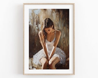 Elegant Ballerina Digital Painting | Graceful Ballet Art | Printable Wall Art for Home & Studio Décor | Instant Download