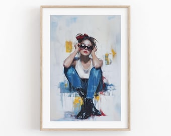 Modern Abstract Woman Printable Art | Bold & Edgy Portrait | Digital Download for Contemporary Home Decor
