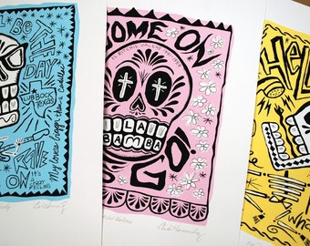 Tres Estrellas Screenprints (Day of the Dead Rock Stars)