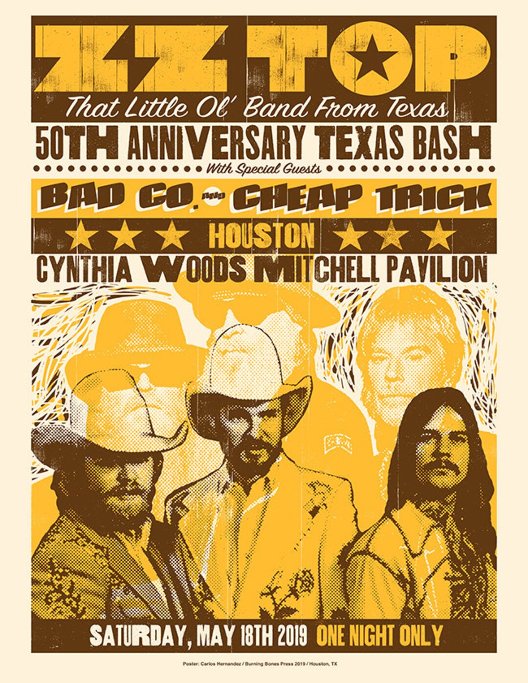 ZZ Top 50th Anniversary houston Texas - Etsy