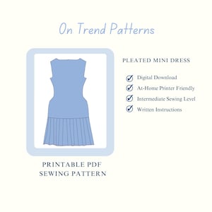 Drop Waist Mini Pleated Dress | Digital Sewing Pattern for Women | Cocktail Dress Pattern | Instant Download | Vintage Inspired Sewing