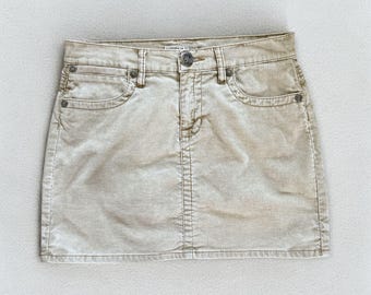 Tommy Jeans Womens Corduroy Mini Skirt Size 5 Beige Y2K VTG Casual Preppy