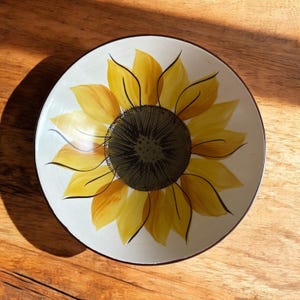VTG Casual Ceram Stoneware Bowls Sunflower 7&quot; Set 5 Japan 7027 Mexacal Floral