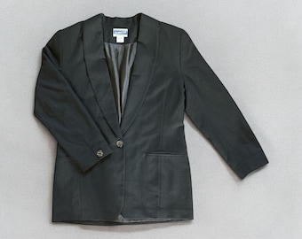 VTG Pendleton Womens Blazer Black Wool Size 10 Single Button Fully Lined USA